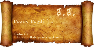 Bozik Bogáta névjegykártya